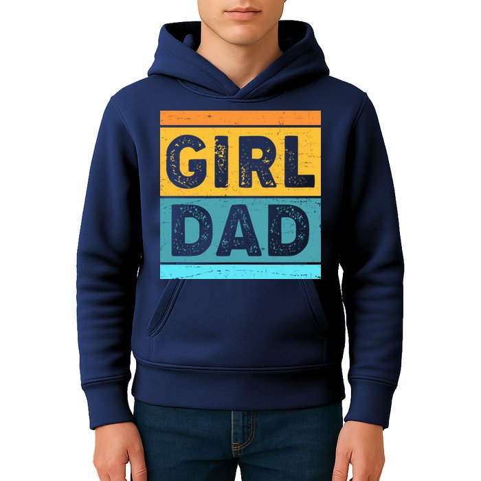 Girl Dad Distressed Color Block Kids Hoodie