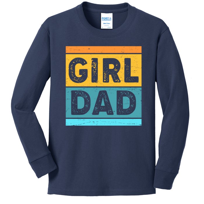 Girl Dad Distressed Color Block Kids Long Sleeve Shirt