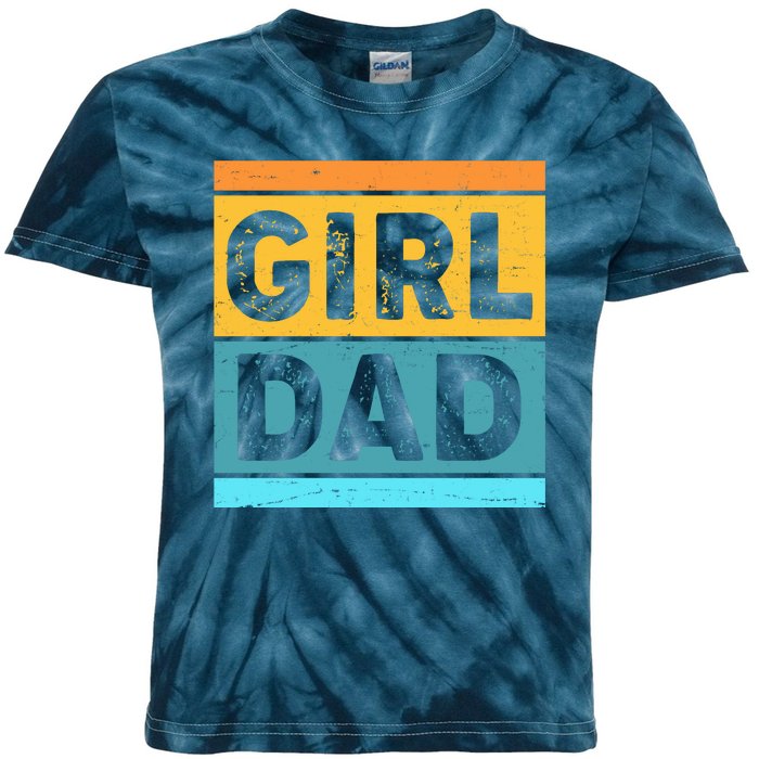 Girl Dad Distressed Color Block Kids Tie-Dye T-Shirt