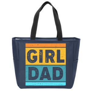 Girl Dad Distressed Color Block Zip Tote Bag