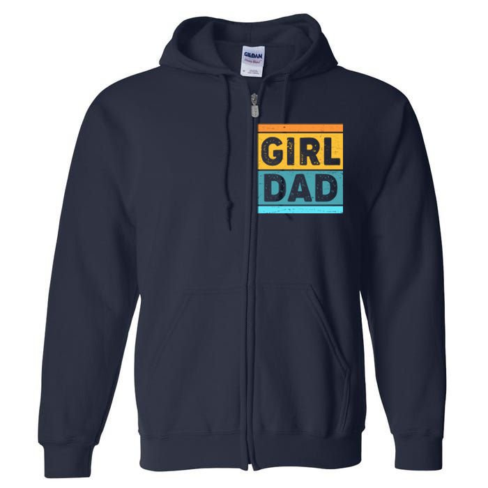 Girl Dad Distressed Color Block Full Zip Hoodie