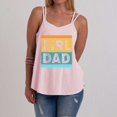 Girl Dad Distressed Color Block Women's Strappy Tank