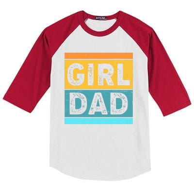 Girl Dad Distressed Color Block Kids Colorblock Raglan Jersey