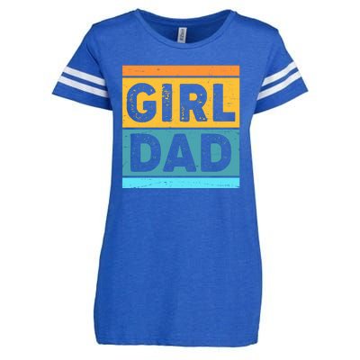 Girl Dad Distressed Color Block Enza Ladies Jersey Football T-Shirt