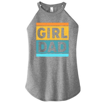 Girl Dad Distressed Color Block Women's Perfect Tri Rocker Tank