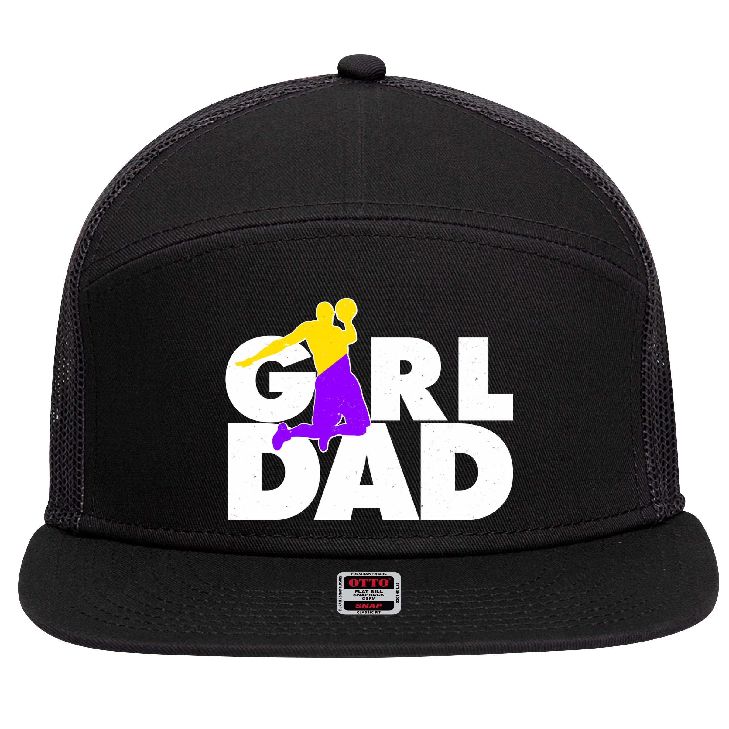 Girl Dad Dunking Tribute 7 Panel Mesh Trucker Snapback Hat