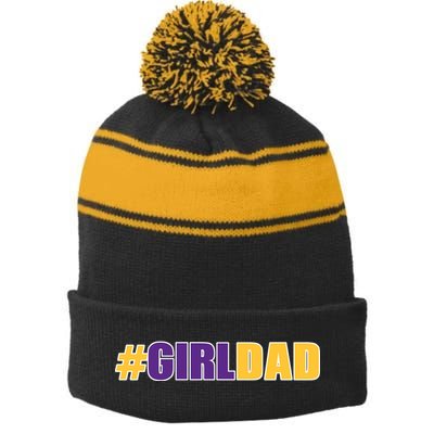 Girl Dad Kobe Tribute Memorial Stripe Pom Pom Beanie