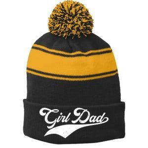 Girl Dad Tribute Stripe Pom Pom Beanie