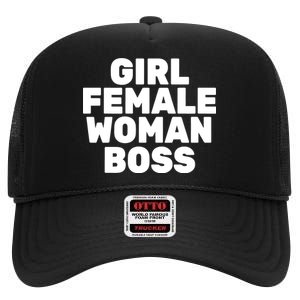 Girl Female Woman Boss High Crown Mesh Back Trucker Hat