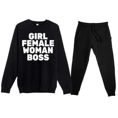 Girl Female Woman Boss Premium Crewneck Sweatsuit Set