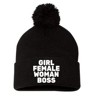 Girl Female Woman Boss Pom Pom 12in Knit Beanie