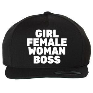 Girl Female Woman Boss Wool Snapback Cap