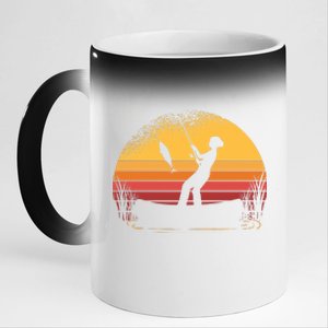 Girl Fishing Sunset 11oz Black Color Changing Mug