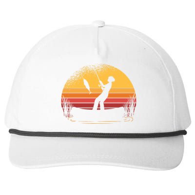 Girl Fishing Sunset Snapback Five-Panel Rope Hat