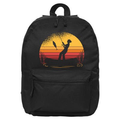 Girl Fishing Sunset 16 in Basic Backpack