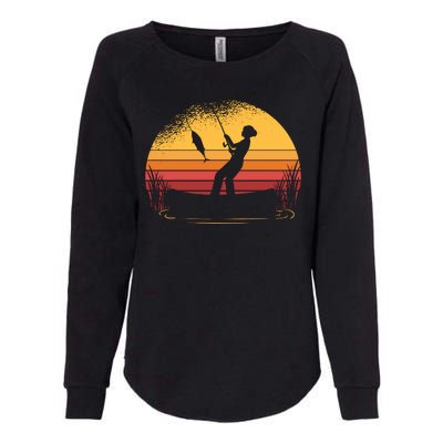 Girl Fishing Sunset Womens California Wash Sweatshirt