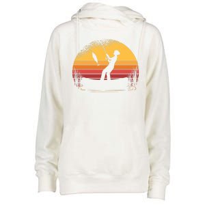 Girl Fishing Sunset Womens Funnel Neck Pullover Hood