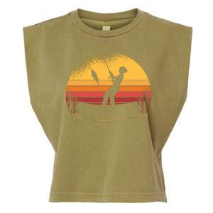 Girl Fishing Sunset Garment-Dyed Women's Muscle Tee