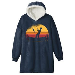 Girl Fishing Sunset Hooded Wearable Blanket