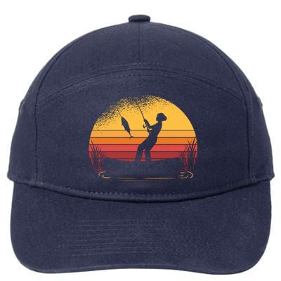 Girl Fishing Sunset 7-Panel Snapback Hat