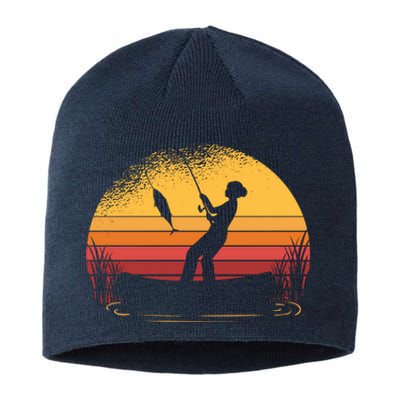 Girl Fishing Sunset Sustainable Beanie