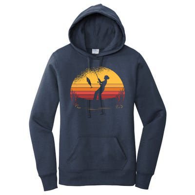 Girl Fishing Sunset Women's Pullover Hoodie