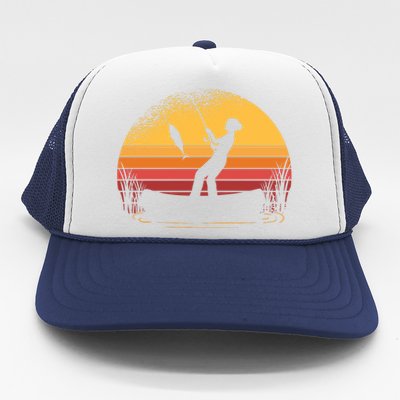 Girl Fishing Sunset Trucker Hat