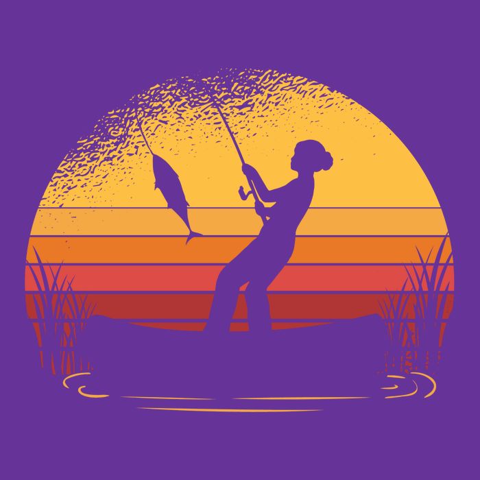 Girl Fishing Sunset Cooling Performance Crew T-Shirt