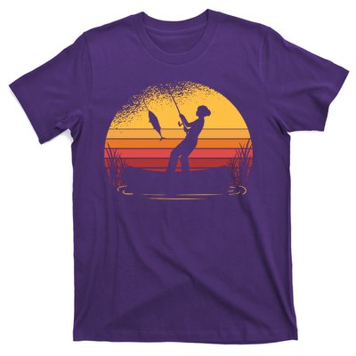 Girl Fishing Sunset T-Shirt