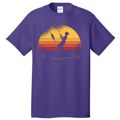 Girl Fishing Sunset Tall T-Shirt