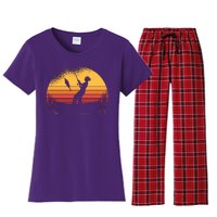 Girl Fishing Sunset Women's Flannel Pajama Set