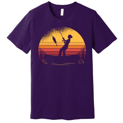 Girl Fishing Sunset Premium T-Shirt