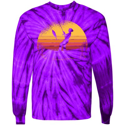 Girl Fishing Sunset Tie-Dye Long Sleeve Shirt