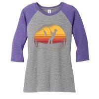 Girl Fishing Sunset Women's Tri-Blend 3/4-Sleeve Raglan Shirt