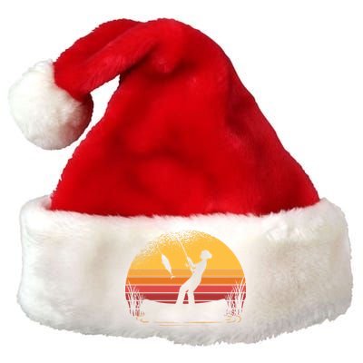 Girl Fishing Sunset Premium Christmas Santa Hat