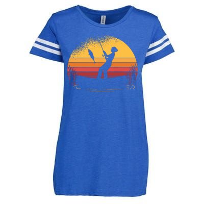 Girl Fishing Sunset Enza Ladies Jersey Football T-Shirt