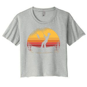 Girl Fishing Sunset Women's Crop Top Tee