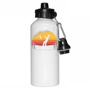 Girl Fishing Sunset Aluminum Water Bottle