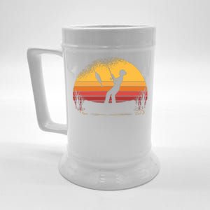 Girl Fishing Sunset Beer Stein