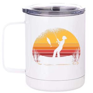 Girl Fishing Sunset 12 oz Stainless Steel Tumbler Cup