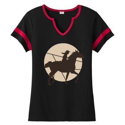 Girl Horse Rider Ladies Halftime Notch Neck Tee