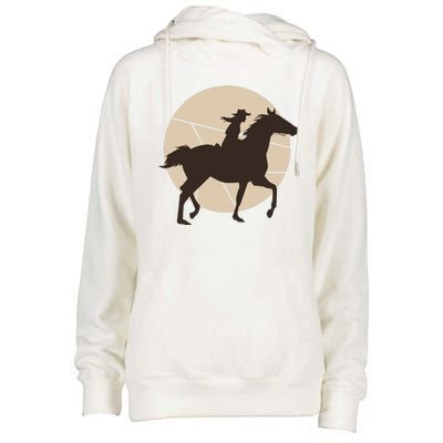 Girl Horse Rider Womens Funnel Neck Pullover Hood