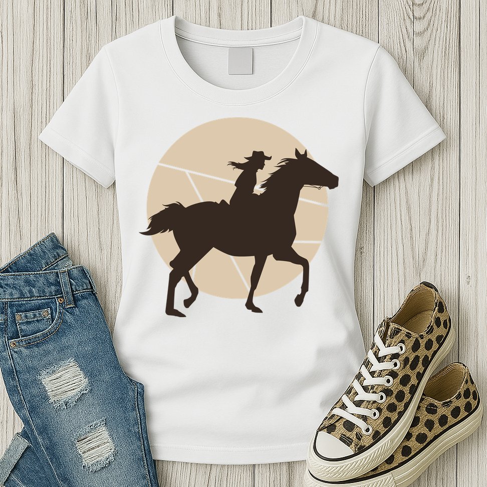 Girl Horse Rider Womens T-Shirt