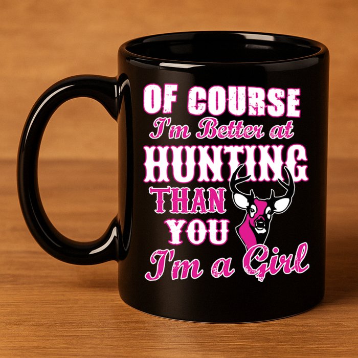 Girl Hunting 11oz C Handle Ceramic Mug