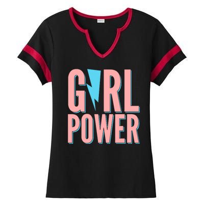 Girl Power Lightning Bolt Ladies Halftime Notch Neck Tee