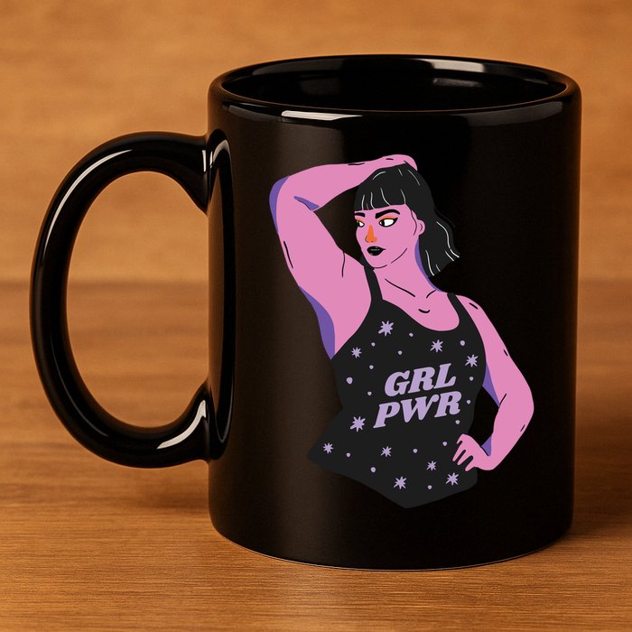 Girl Power Model 11oz C Handle Ceramic Mug