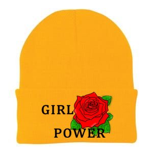 Girl Power Rose Knit Cap Winter Beanie