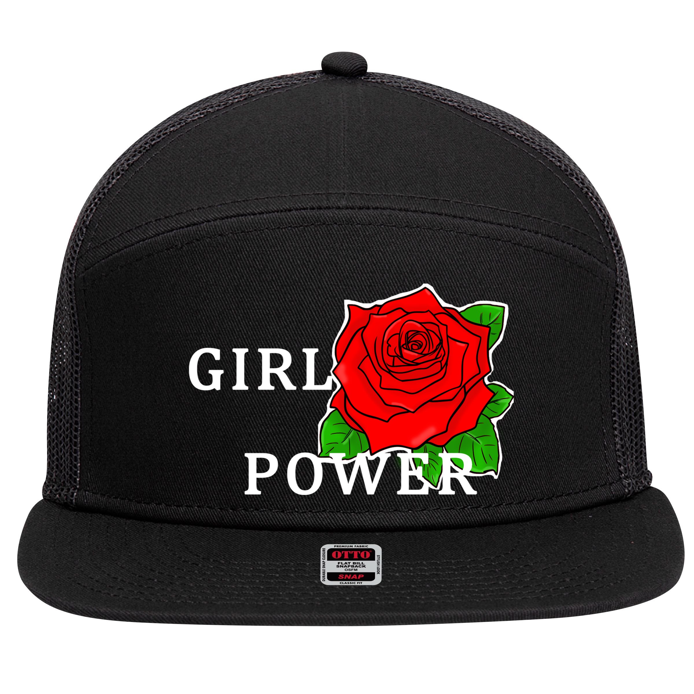 Girl Power Rose 7 Panel Mesh Trucker Snapback Hat