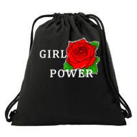 Girl Power Rose Drawstring Bag