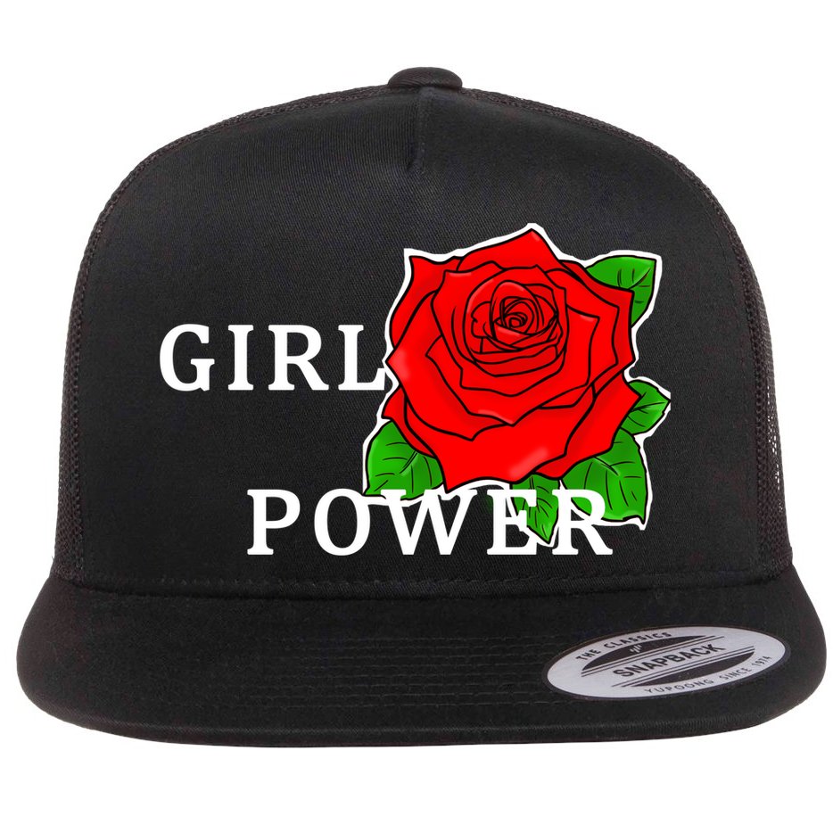 Girl Power Rose Flat Bill Trucker Hat